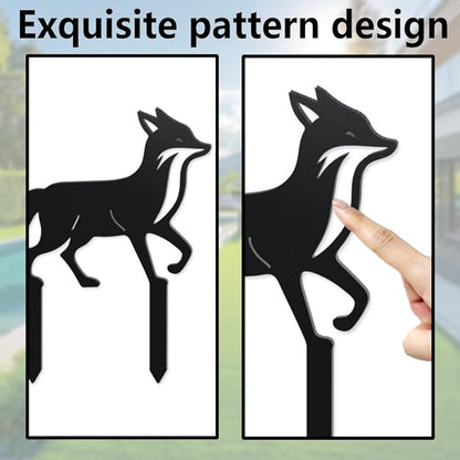 WADORN 3 Styles Fox Metal Decorative Garden Stakes, Funny Fox Family Metal Outdoor Statues Animals Black Silhouette Ornament Gifts Cute Animals Outdoor Decor for Garden Backyard Patio Lawn Walkways