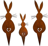 Rusty Rabbit Easter Iron Rabbit Silhouette Garden Plugin Metal Ornament Courtyard Decoration Unique Addition to Outdoor Space (B)
