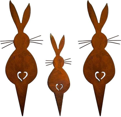 Rusty Rabbit Easter Iron Rabbit Silhouette Garden Plugin Metal Ornament Courtyard Decoration Unique Addition to Outdoor Space (B)
