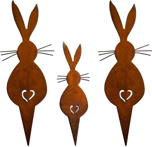 Rusty Rabbit Easter Iron Rabbit Silhouette Garden Plugin Metal Ornament Courtyard Decoration Unique Addition to Outdoor Space (B)
