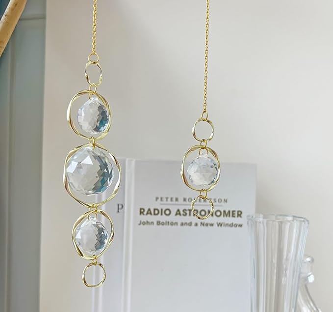 Crystal Suncatchers for Windows Hanging, 2Pcs Garden Sun Catcher Crystal Prism Balls Rainbow Maker Hanging Ornament for Home Decor