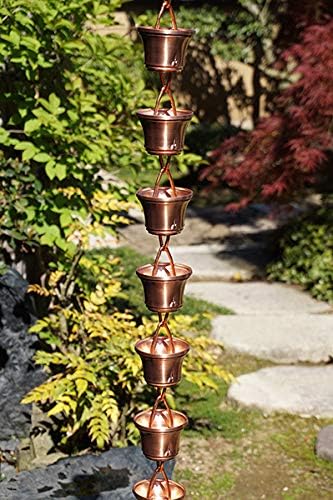 MORIKUNI Made in Japan Authentic Traditional Rain Chain/Downspout/Made of Pure Copper/Available in 4 Styles, 5-16 ft/Optional Decorative Weight Available (Bamboo Large, 14, Feet)