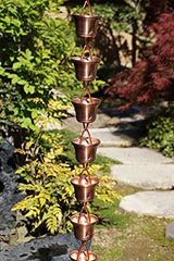 MORIKUNI Made in Japan Authentic Traditional Rain Chain/Downspout/Made of Pure Copper/Available in 4 Styles, 5-16 ft/Optional Decorative Weight Available (Bamboo Large, 8, Feet)