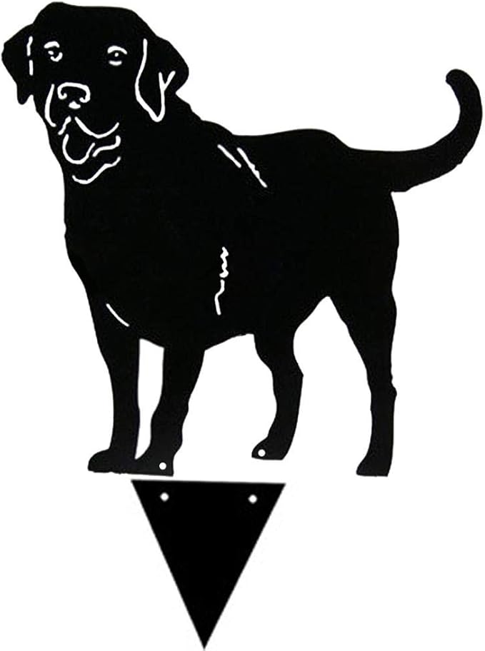 HEITIGN Metal Dog Garden Statues, Labrador Dog Decor Silhouette Stake Garden Art, Metal Dog Decorative Garden Stakes Dog Silhouette Garden Decoration for Outdoor Lawn Ornaments Yard Sign, Black