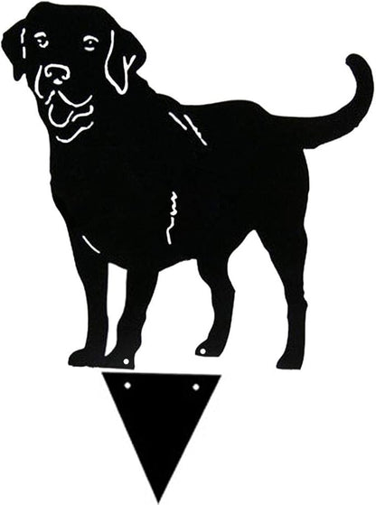 HEITIGN Metal Dog Garden Statues, Labrador Dog Decor Silhouette Stake Garden Art, Metal Dog Decorative Garden Stakes Dog Silhouette Garden Decoration for Outdoor Lawn Ornaments Yard Sign, Black