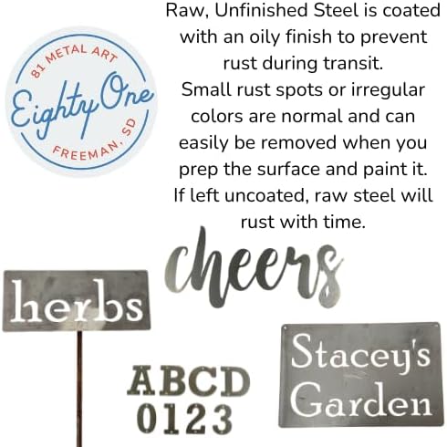 Planter Size Small Metal Garden Plant Vegetable Flower or Herb Markers 13.5 Inches Tall (bee balm, Raw, Unfinished Steel)