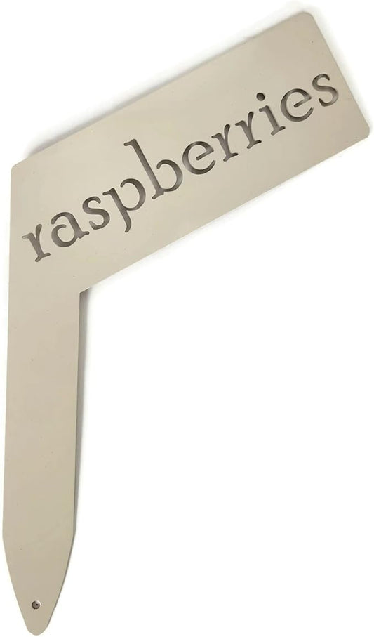 Planter Size Small Metal Garden Plant Vegetable Flower or Herb Markers 13.5 Inches Tall (raspberries, Cream)