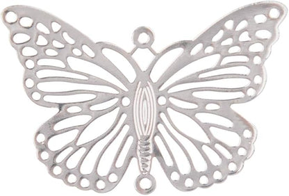 longsheng 10pcs Silver Butterfly Hanging Suncatcher DIY Metal Parts Hand-Crafts Pendant Ornament Drop