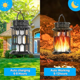 Solar Hanging Flame Light - Waterproof LED Pendant 2 Pack