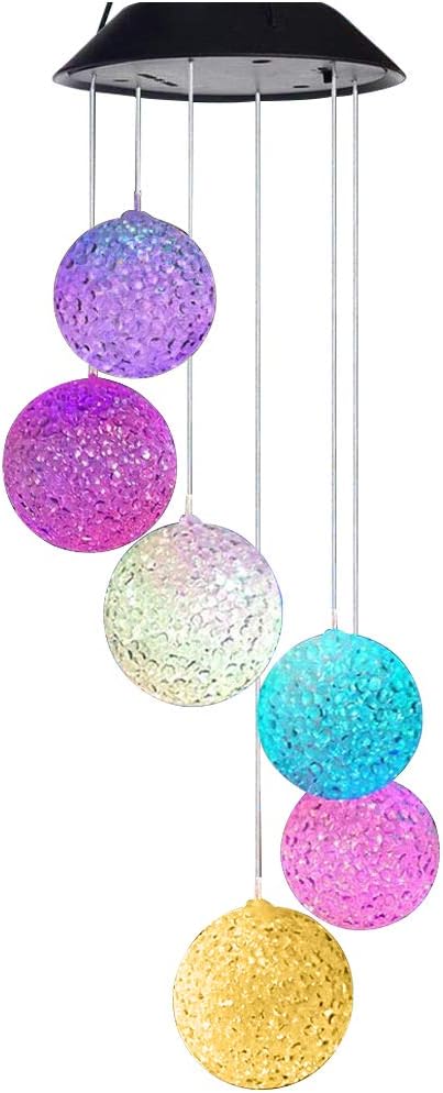 Color Changing Crystal Ball LED Light Solar Powered Wind Chime Waterproof Hanging Solar Mobile Lamp for Patio Yard Garden Home Decoration