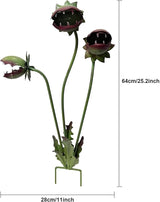 Metal Carnivorous Plant Garden Stake Whimsical, Handmade 25-Inch Large Venus Flytrap Monster Plant Sculpture Stake Outdoor, Yard Art for Garden, Patio, Lawn, Seasonal Yard Decor, Garden Gift (1pcs)