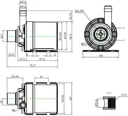 ZAOJIAO Brushless Centrifugal Submersible Water Pump 800L/H 210GPH 5M/16ft for Fountain Pool Solar Circulation System Water Circulation System (DC 12V)
