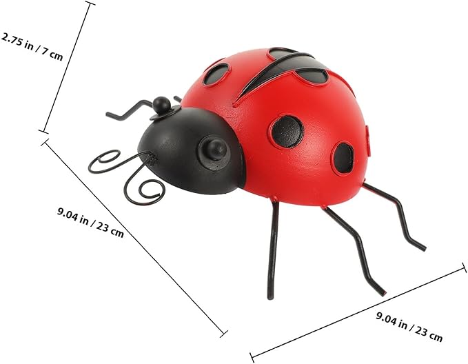 3pcs Iron Ladybug Ornaments Outdoor Garden Decor Simulation Beetle Sculptures Patio Lawn Decorations for Home Terrace Tabletop