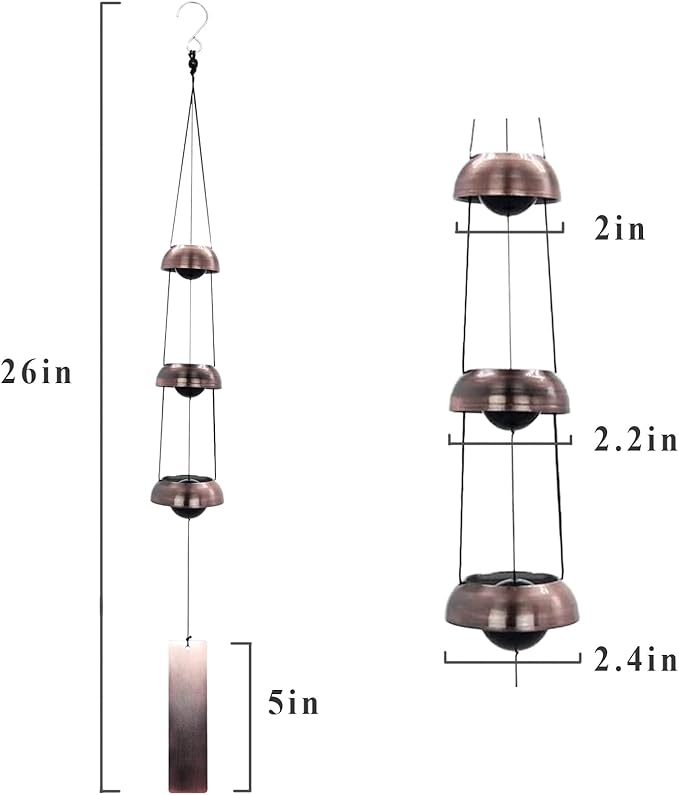Temple Bells Wind Chimes Large,Red Copper Peace Memorial WindChimes Outdoors,Fengs Shui Japanese Wind Bells for Outside,Sympathy Chime Gift for Mom/Someone Who Loves Peace,Energy Garden Wind Bell