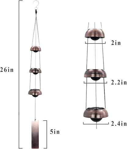 Temple Bells Wind Chimes Large,Red Copper Peace Memorial WindChimes Outdoors,Fengs Shui Japanese Wind Bells for Outside,Sympathy Chime Gift for Mom/Someone Who Loves Peace,Energy Garden Wind Bell