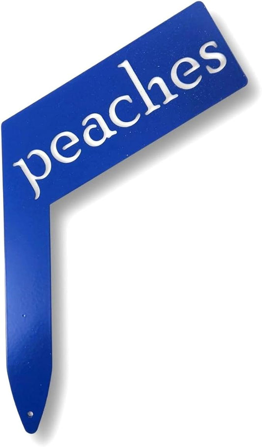 Planter Size Small Metal Garden Plant Vegetable Flower or Herb Markers 13.5 Inches Tall (peaches, Blue)