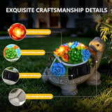 Solar Garden Turtle Decor with Succulent - Warm Light
