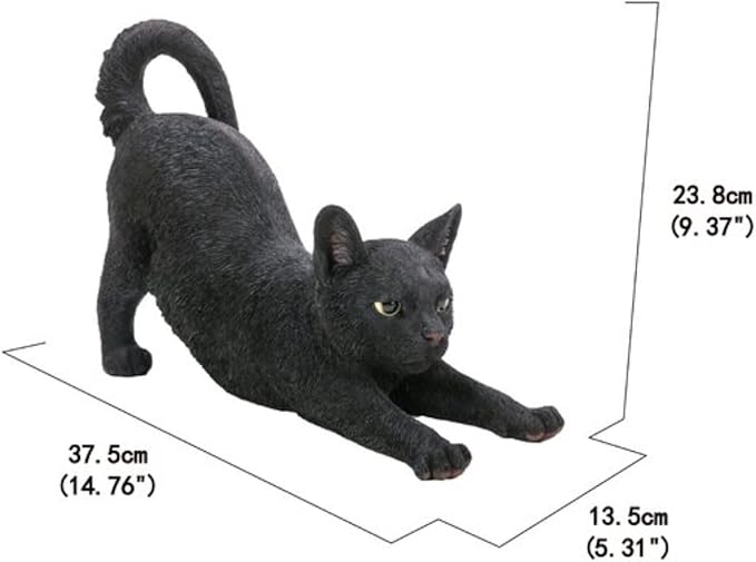 HI-LINE Stretching Cat Outdoor Garden Statue - 14.75"