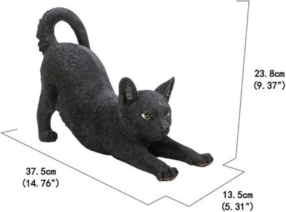 HI-LINE Stretching Cat Outdoor Garden Statue - 14.75"
