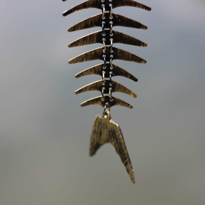 Fish Windchime,Fish Skeleton Windchime,Fish Bone Cast Iron Wind Chimes Vintage Metal Wind Chimes Outdoor Soothing Melody for Garden Home Yard Porch Hanging Decor (Bronze)