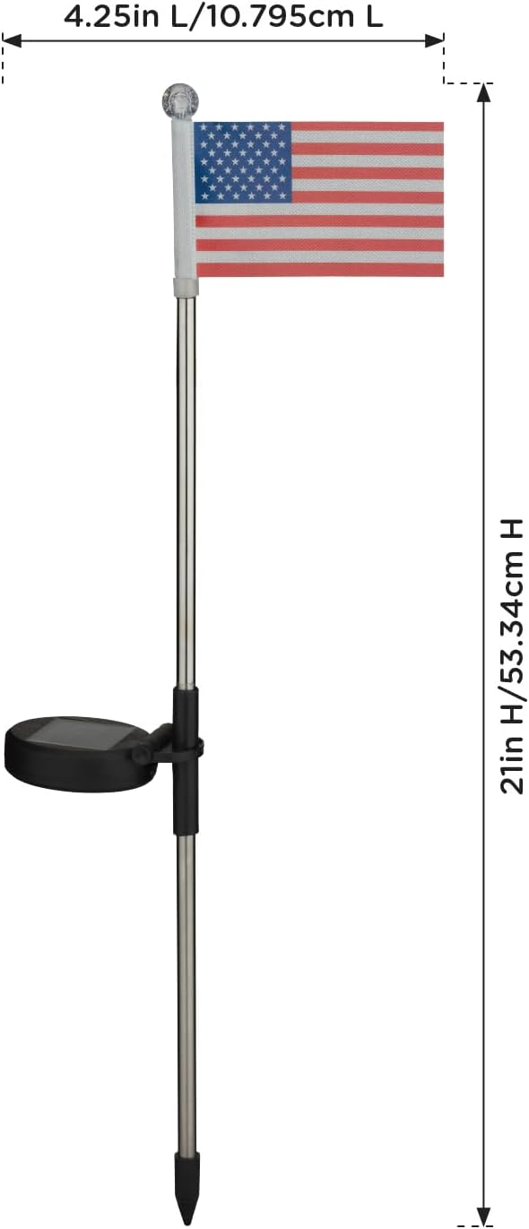 Regal Art & Gift Americana Flag Solar Stake Set of 2 – Decorative Patriotic LED Garden Lights, Weather-Resistant Metal and Acrylic Outdoor Landscape Path Decor for Yard and Patio – Flag
