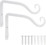 LOOGI Hanging Plant Bracket, Wall Hook Plant Hanger 6 Inch Decorative Hooks for Indoor Planter Lantern, Outdoor Bird Feeder Wind Chime, 2 Pack White
