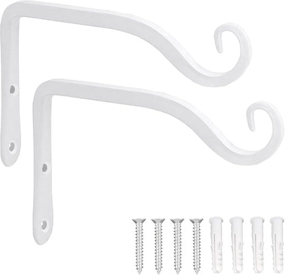LOOGI Hanging Plant Bracket, Wall Hook Plant Hanger 6 Inch Decorative Hooks for Indoor Planter Lantern, Outdoor Bird Feeder Wind Chime, 2 Pack White