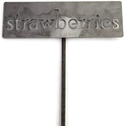 Classic Metal Garden Markers 19 Inches Tall (strawberries, Raw, Unfinished Steel (will rust with time))