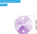 PATIKIL K9 Crystal Octagon Beads 2 Holes Pendants, 60 Pack 14mm Chandelier Prisms Parts Ornaments Hanging Beads for DIY Arts Crafts Decoration, Light Purple