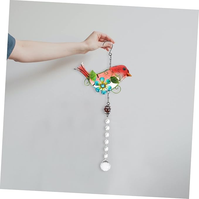 BESPORTBLE Creative Bird Figurine Hanging Decor Stained Glass Garden Statue for Outdoor Home Adornment Lifelike Iron Craftsmanship for Garden Patio Decoration