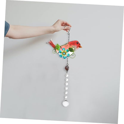 BESPORTBLE Creative Bird Figurine Hanging Decor Stained Glass Garden Statue for Outdoor Home Adornment Lifelike Iron Craftsmanship for Garden Patio Decoration