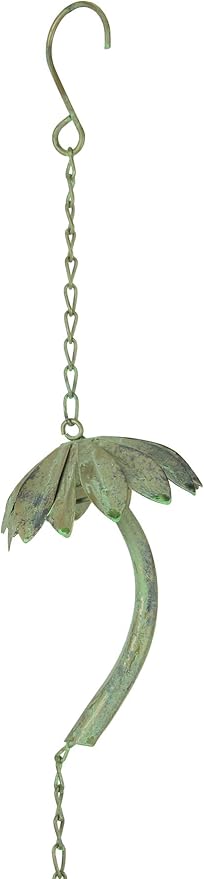 Things2Die4 Metal Tropical Palm Tree Rain Chain with Attached Hanger 72 inch