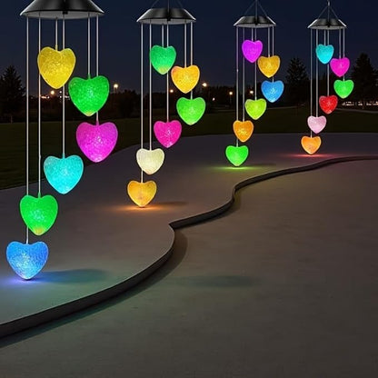 Solar Wind Chimes Outside Color Changing Lights,Solar Valentines Lights Outdoor,Valentine Solar Powered Lights,Garden Decor for Patio Yard Garden Home,Gifts for Women
