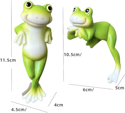 Banax 2 Pcs Cute Climbing Frog, Figurines Frog Statue Flower Pot Hugger Resin Hanging Sculpture Outdoor Statue Plant Pot Decorations for Home Garden Patio Lawn Yard Ornaments