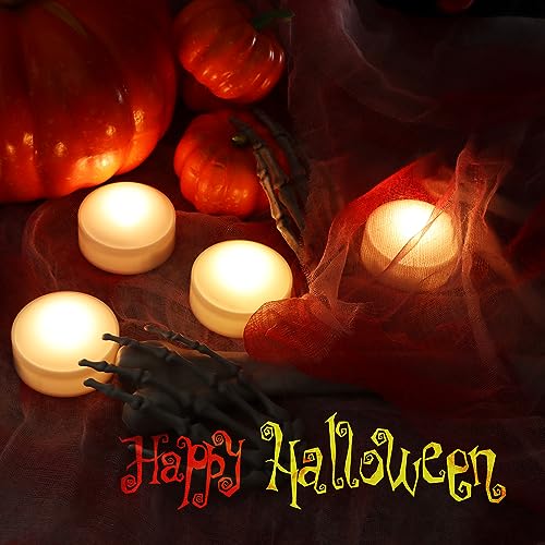 Halloween LED Pumpkin Lights - 4 Pack, White, Remote & Timer
