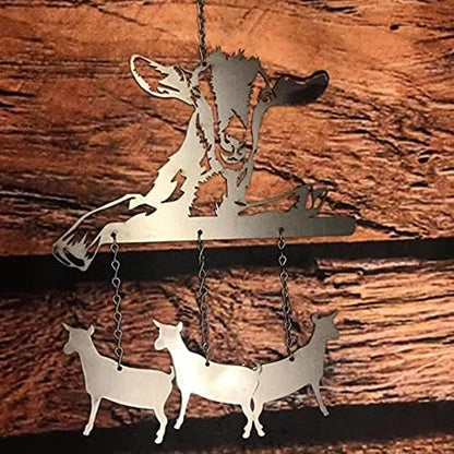 Dachshund Wind Chimes for Outside Hanging Outdoor Decor, Bird Dog Metal Wind Chimes with 4 Metal Tubes, Handworks Windchime for Garden Yard Patio Lawn Decorations (Goat)