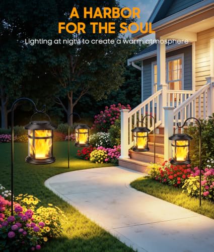 Solar Lanterns - Flickering Flame, Waterproof, 2 Pack