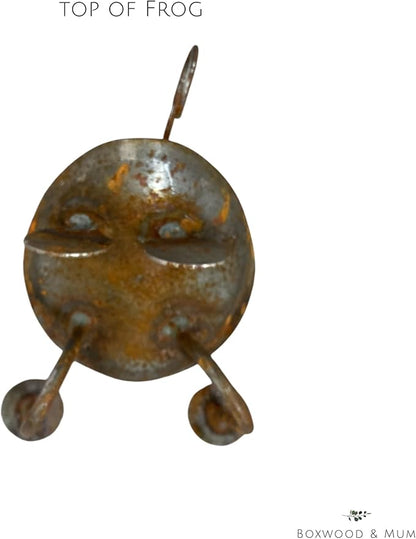 Rusty Garden Frog, Rustic Outdoor Decor, Whimsical Frog Statue, Metal Yard Art