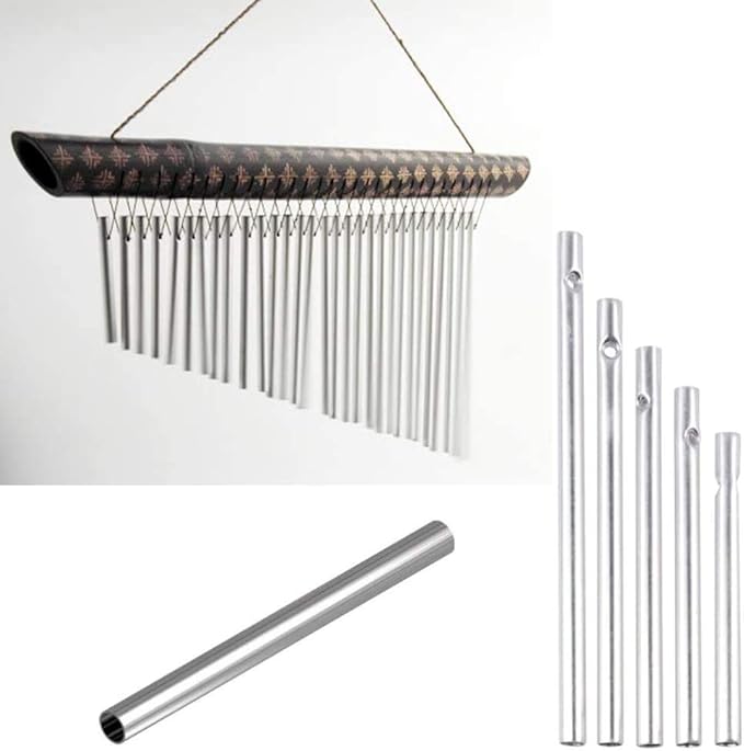 Wind Chime Tubes 30Pcs Wind Chime Kit Wind Chime Parts for DIY Home Garden Outdoor Hanging Decorations 5 Different Length (Wind Chime)
