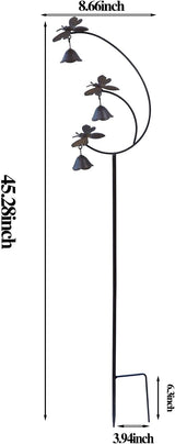 Gardens Metal Bees with Bells for Outside Garden Art,Decorative Garden Stakes