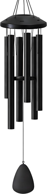 32” Large Black Aluminum Wind Chimes with Aluminum Cap for Outside, Deep Tone Outdoor Garden Patio Weather Resistant Metal Decor, Ideal Gift for Birthday, Mother's Day, Ambiance, Living Enhancement