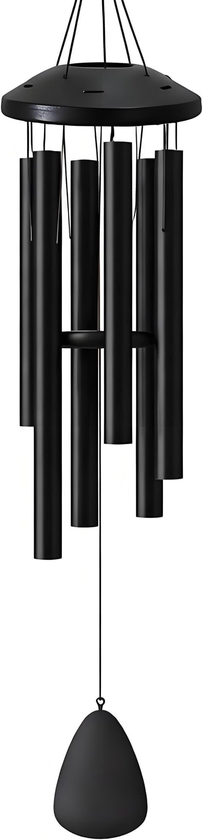 32” Large Black Aluminum Wind Chimes with Aluminum Cap for Outside, Deep Tone Outdoor Garden Patio Weather Resistant Metal Decor, Ideal Gift for Birthday, Mother's Day, Ambiance, Living Enhancement