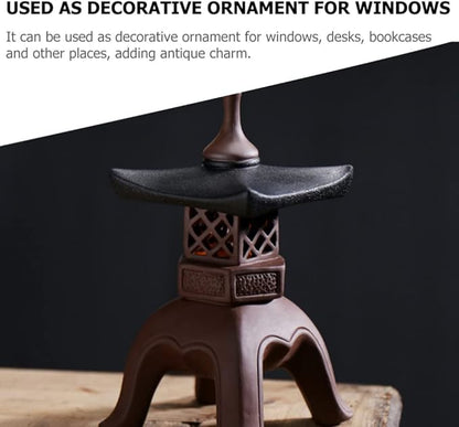 balacoo Chinese Style Lighthouse Ornament Led Stone Lamp Retro Vintage Home Office Desk Patio Garden Decoration Sculpture