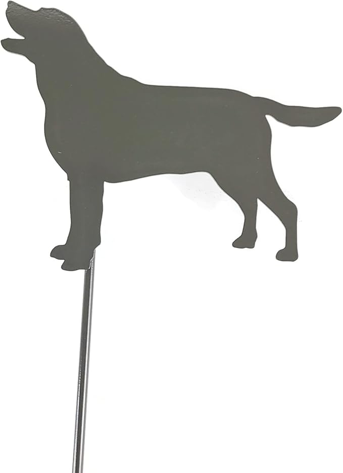 Pets and Farm Animals Metal Garden Landscape Stake (9" Wide Labrador Dog on Stake, Bronze Charcoal)