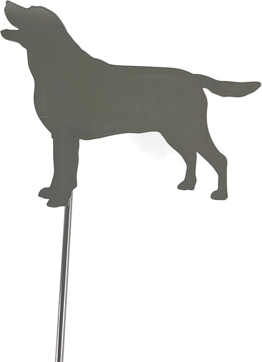 Pets and Farm Animals Metal Garden Landscape Stake (9" Wide Labrador Dog on Stake, Bronze Charcoal)