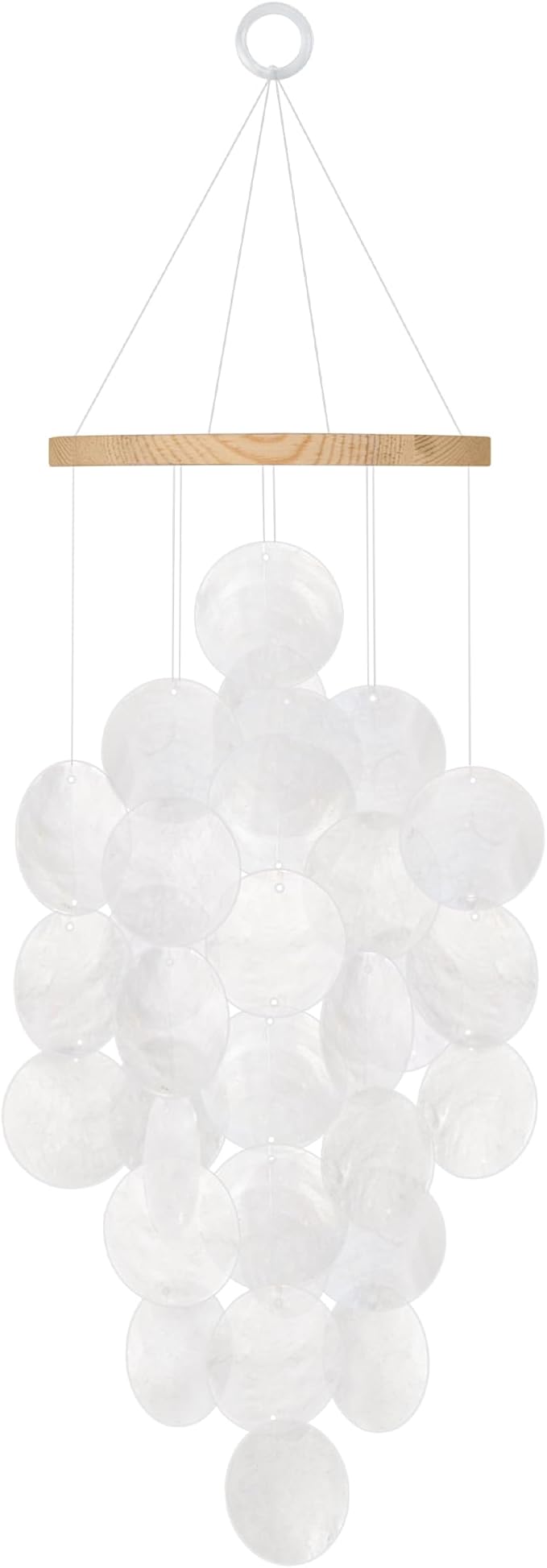 Wind Chimes for Outside, Handcrafted White Capiz Shells Windchime Coastal Style Decor for Indoor/Outdoors, Garden Decors, Great Gift for Women, Beach Hanging Decor, Wind Chimes Lovers and More