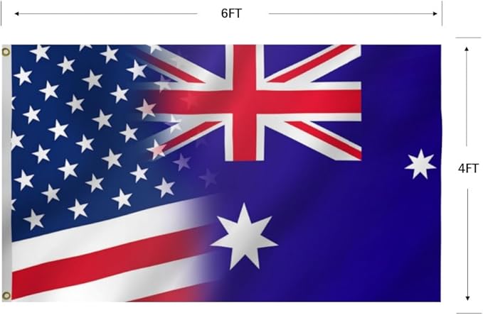 USA Australia Combination Flag 4X6FT, American Australian Flags,Both Sides Printed, Men Women Banner,Vibrant Colors, Double Stitched with 2 Brass Grommets, Bar Garden Street Decoration, GYM, Office Decor,Indoor Outdoor Use,Gifts. (US-AUS-X, 4x6ft)