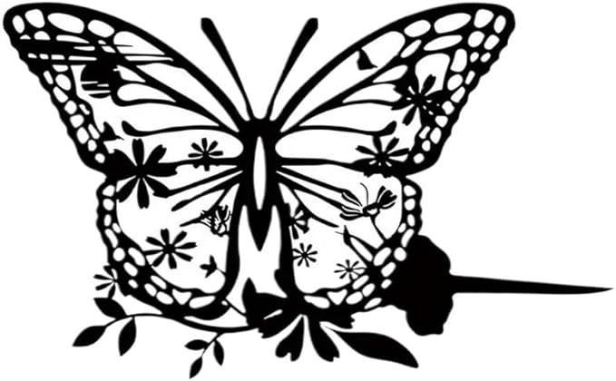 Metal Butterfly Art Silhouette Decorative Garden Stakes Black Statues Art for Yard Patio Outdoor Decor Garden Lawn Decorations