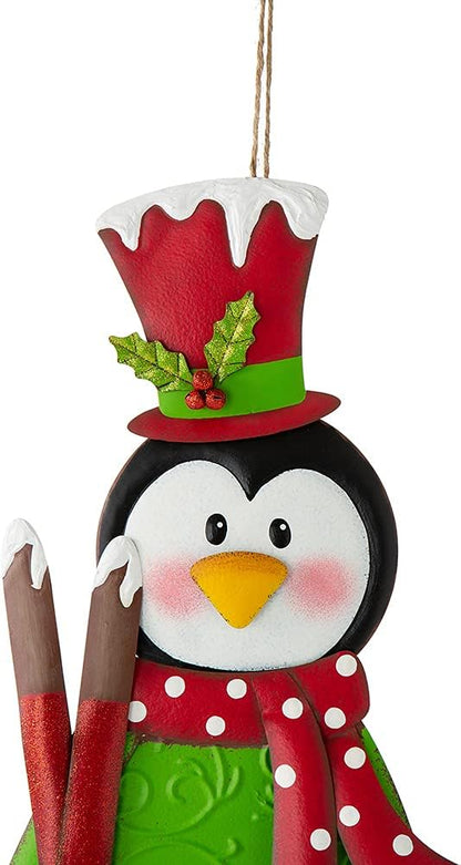 Glitzhome 36" H Metal Penguin Yard Stake, Garden Penguin Sign Christmas Ornaments Garden Stakes Lawn Patio Decor for Outdoor Stake Indoor Standing Hanging Decorations