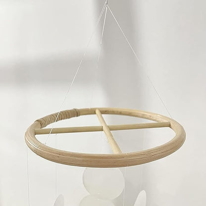 2Pcs Brown Wind Chime Circles, DIY Wind Chimes, Circles of Wind Chime or Frames, Long Lasting House Garden Parts Transparent Top, Round Wind Chimes Patio, Outdoor Décor